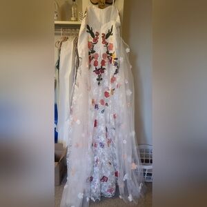 Charming Fun Floral Wedding Dress with Colorful Embroidery